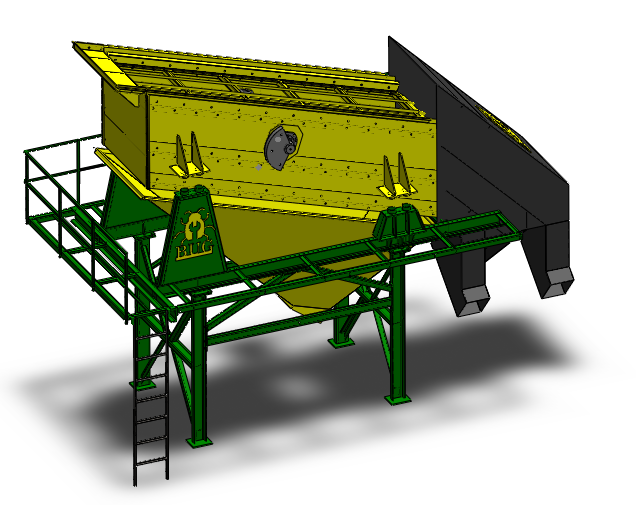 1200X4000X3振动筛系统3D数模图纸 Solidworks设计 附STEP